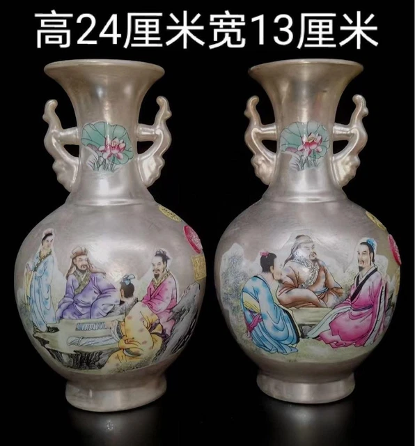 中国美術】 花瓶花器骨董古美術金彩花入飾壺双耳唐物$331.76