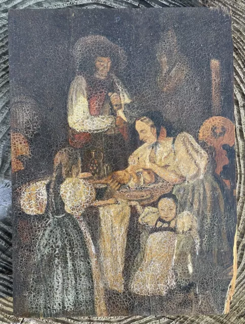 Peinture sur panneau école Hollandaise Fin XVIIIème 18ème tableau Huile ancien