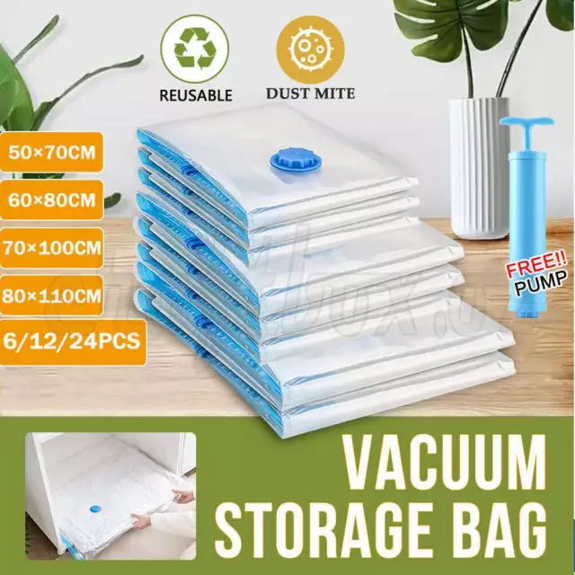 Vacuum Storage Bags Space Saver Seal Compressing Medium Large for Cloth Quilt AU