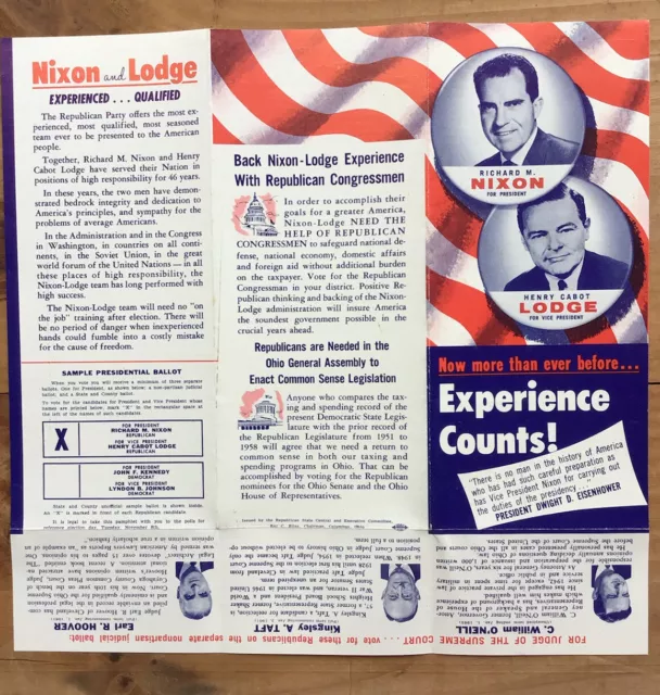 1960 Nixon Lodge Campaign Brochure Chicago Sandusky OHIO County Republican Party