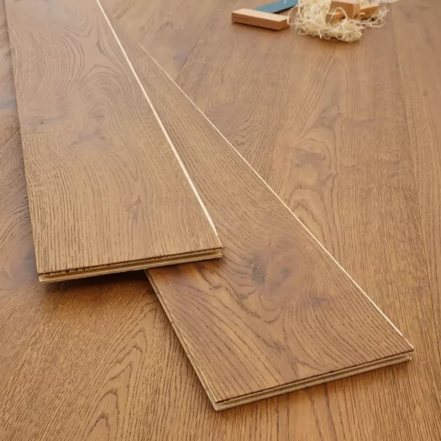 7½" Cognac Gold Oiled Oak 190mm Wide Handscraped Engineered Flooring EFE5