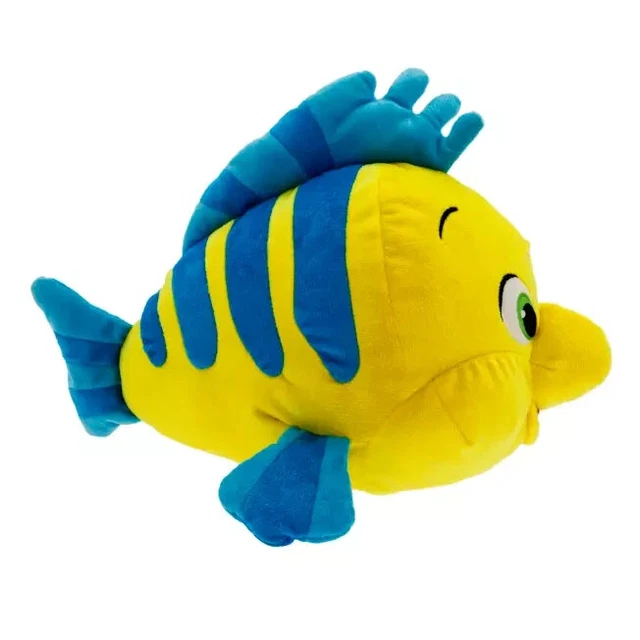 DISNEY STORE FLOUNDER Fish The Little Mermaid Medium Soft Toy Plush NEW