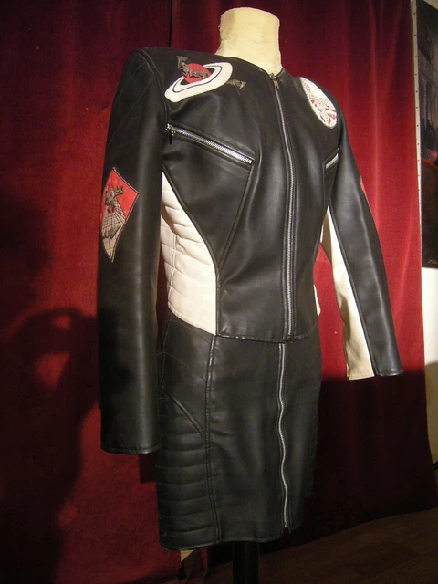Ensemble Tailleur Vintage Tramway Années 90 - Taille 38, Simili Cuir Multicolore, Occasion Très Bon état