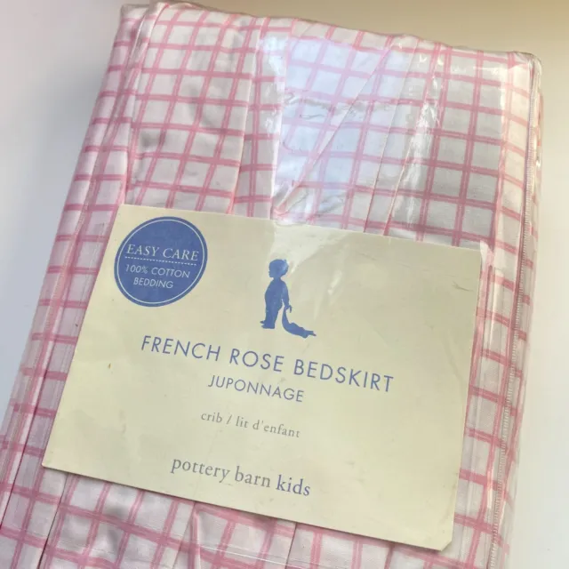 Falda de cama para cuna rosa francesa rosa blanca nueva