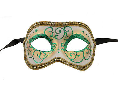 Mask from Venice Colombine Or Civet Green Golden for Fancy Dress 1056