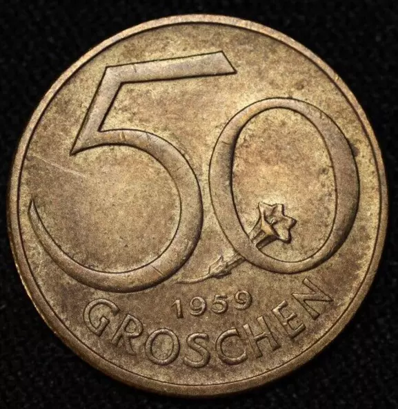AUSTRIA ~ 1959 ~ 50 Groschen ~ Quality World Coin ☘️ W-#184 ☘️ 2