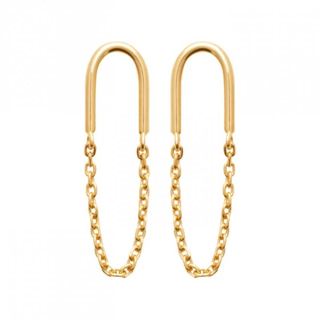 Boucles D'oreilles Chaînettes Goutte Zircons Plaqué Or 18 Carats - Petugons - Neuf étiqueté