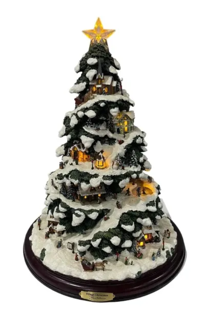 Thomas Kinkade "Village Christmas Tree" - 15" Illuminated Bradford Exchange 2004