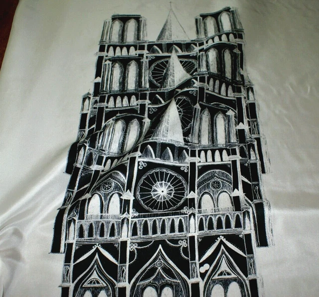 ORIGINAL Design Print, CLOCK TOWER, 100% Silk Habotai Fabric
