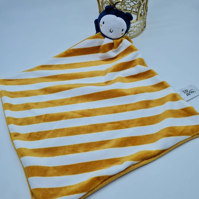 Doudou Plat Abeille Rayée Jaune & Blanc – Lilliputiens, Antennes Orange