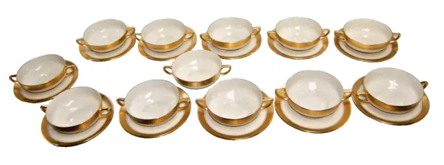 Pickard Heinrich & Co Selb Bavaria Cream Soup 12 Bowls & 11 Saucers    M5147 2