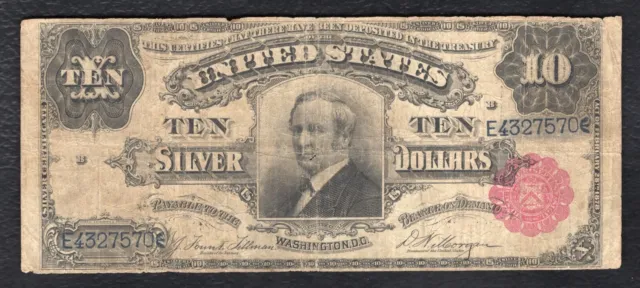 Fr. 299 1891 $10 Ten Dollars “Tombstone” Silver Certificate Currency Note