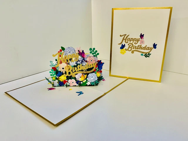 ORIGAMIPOPCARDS.COM EMBOSSED GOLD Luxury Happy Birthday 3D Pop Up ...