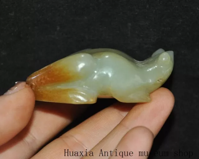 2.2"Collect exquisite Hetian jade hand-carved fengshui wealth Luck Frog statue