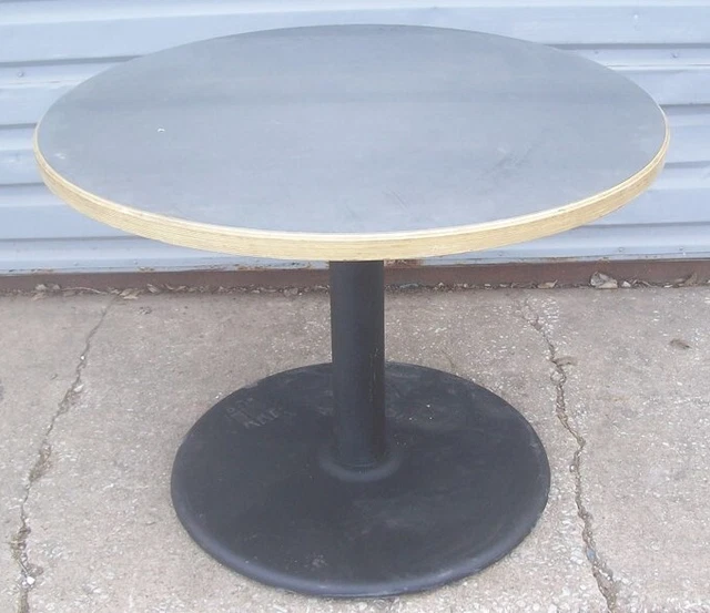 Restaurant Equipment 42" ROUND TABLE Stainless Top Wood Trim Sides BLACK BASE