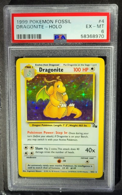 PSA 6 Dragonite Holo fossile Pokémon-Karte 4/62 WOTC 1999