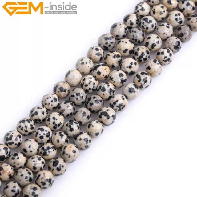 Natural Dalmatian Jasper Gemstone Loose Faceted Beads For Jewelry Making 15"