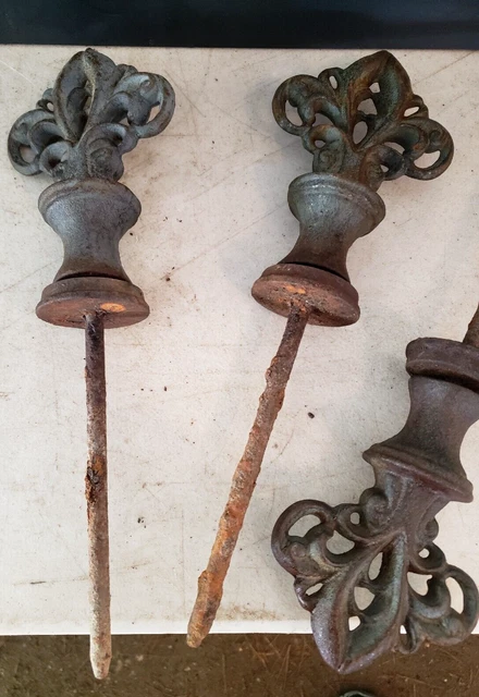Cast Iron Fleur De Lis Garden Hose Flower Guide Stake Victorian