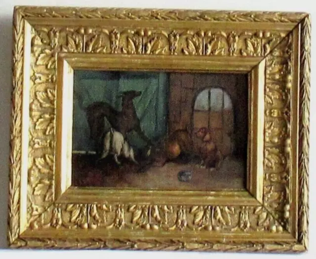 19th ANTIQUE VINTAGE SIGNED SUPERB BEAUTIFUL FRENCH OIL PAINTING PORTRAIT OF DOG