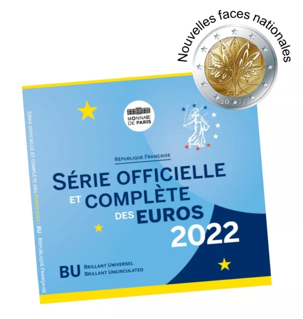 Coffret BU Euros France 2022 - 8 pièces avec nouvelles faces 1 et 2€