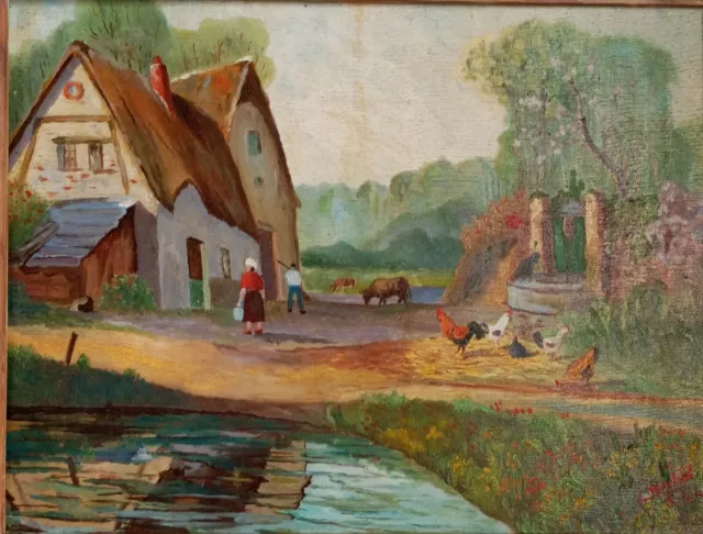 Huile sur bois datée 1944 signée Michel