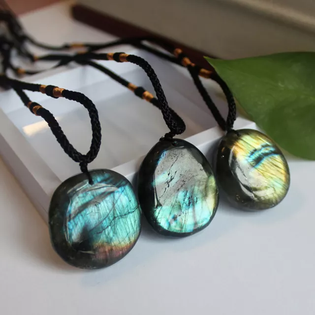 3~5cm Natural Labradorite Pendant Crystal Necklace Healing Stone Necklace Charm