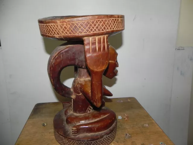 Arts of Africa - tabouret Luba - RDC Congo - 13,5" Hauteur x 8" Largeur 3
