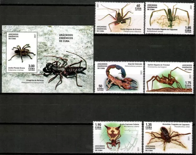 CARRIBBEAN ISLAND  2021  SPIDERS arachnids  insects CPL SET of 6 + SS  2021  MNH