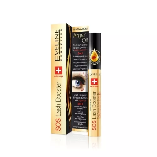 Eveline Sos Lash Booster Multi Purpose Eyelash Serum Argan Oil Double Volume