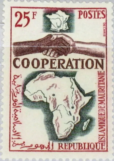 MAURITANIA MAURETANIEN 1964 240 181 Cooperation Africa France Maps Hands MNH