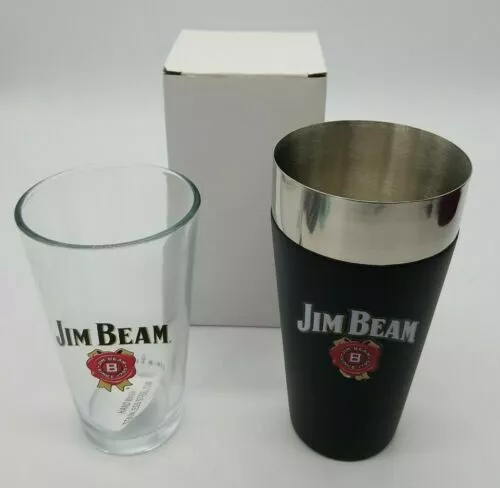 Jim Beam Signature Boston Shaker & Pint Glass Set Brand New in Box