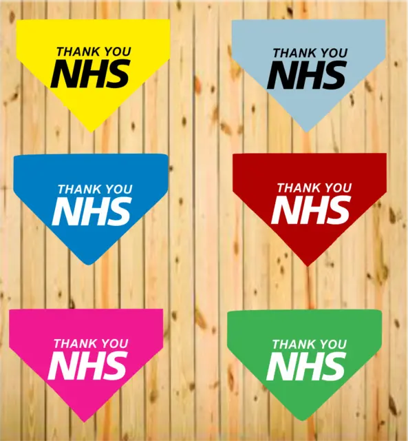 Thank You NHS Printed Dog Bandana Scarf 6 Colours 3 Sizes Charity Charities