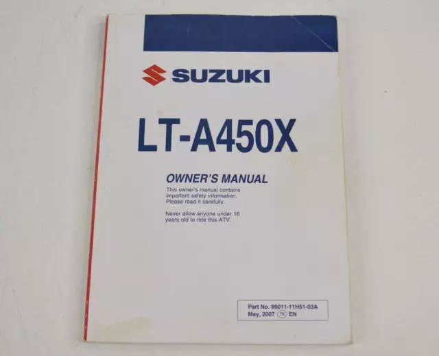 Suzuki King Quad 450 LT-A450X ATV 4 Wheeler Owners Manual Maintenance Spec Book
