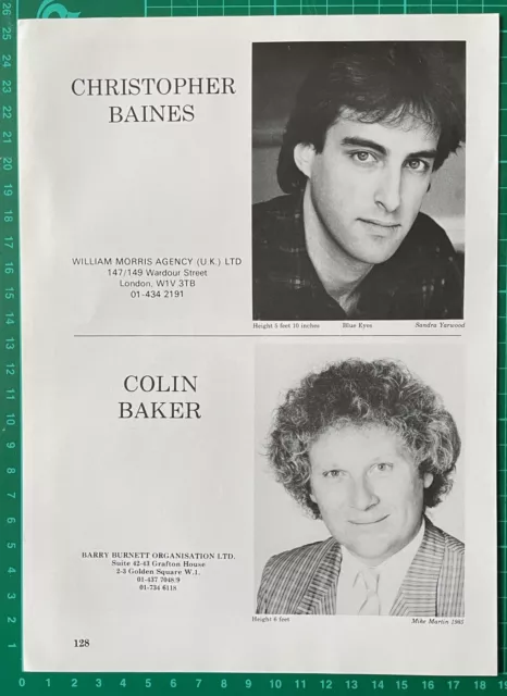 COLIN BAKER Vintage 1986 Acting Agency Page : Doctor Who