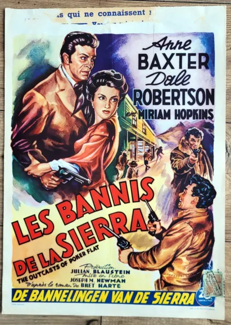 belgian poster western OUTCASTS OF POKER FLAT, DALE ROBERTSON, ANNE BAXTER