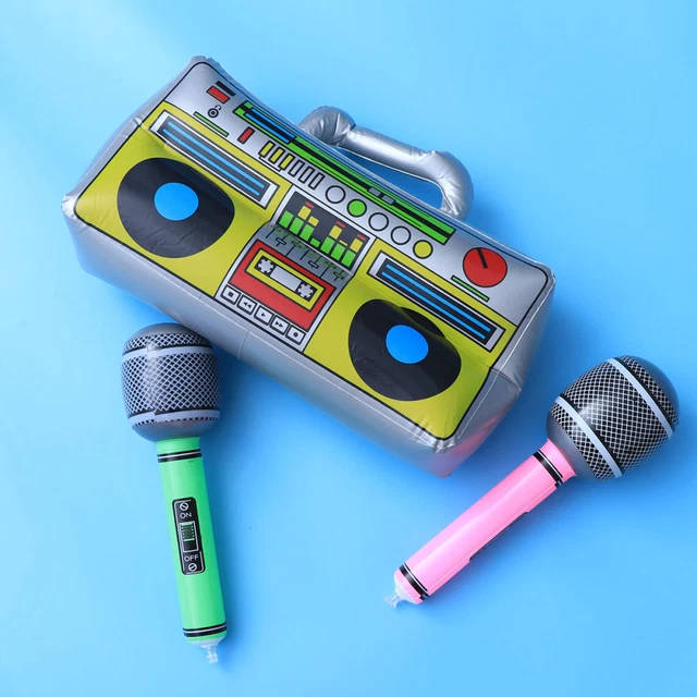 3 PIEZAS Instrumentos Musicales Inflables de Radio y Micrófono Geniales y Divertidos Inflables