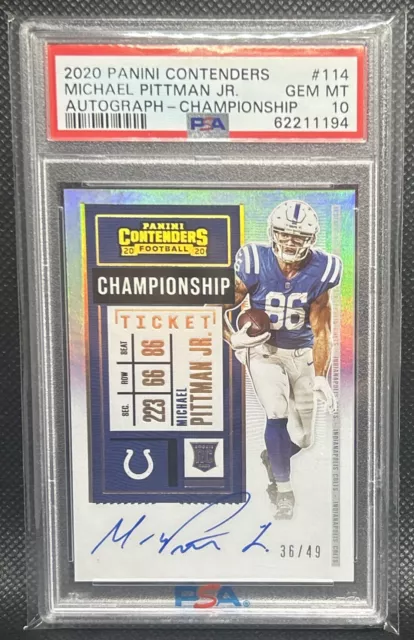 2020 Contenders Michael Pittman Jr Championship Ticket Rookie ONCARD Auto RC /49