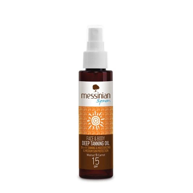 Olio abbronzante viso e corpo SPF 15 100 ml. Messinian Spa