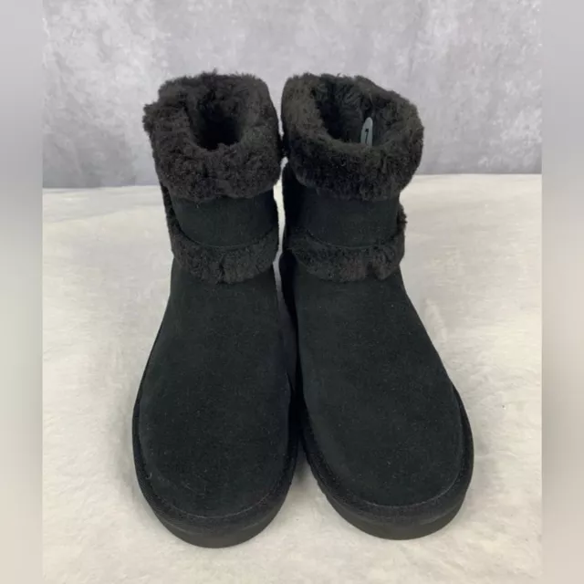 UGG Koolaburra Black Leather Sheepskin Lining Mid Calf Boots Size 7 3