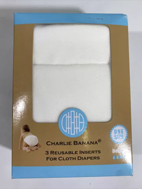 Charlie Banana 3 Reusable Cloth Diaper Deluxe Inserts OS White Med/Large New