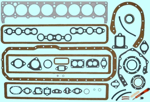 BEST Full Engine Set w/Head+Manifold+Oil Pan Gaskets for Buick 263 1950-1953