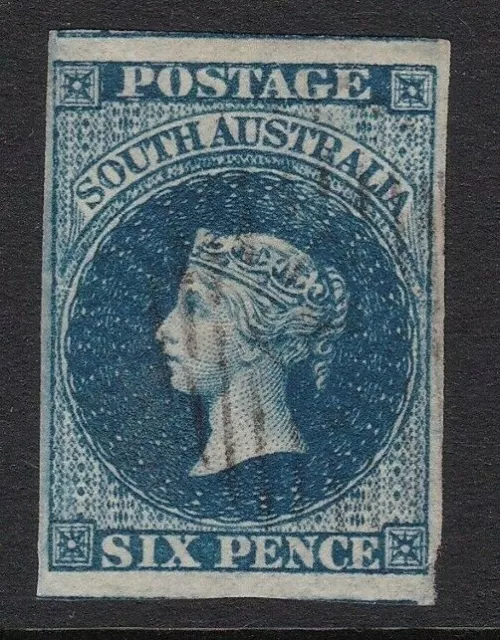 South Australia - 1855 SG3 6d Deep Blue, large star wmk, London Print, Used