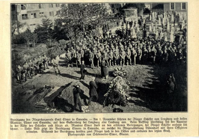 Beerdigung des Fliegers Emili Elmer in Ennenda Historische Aufnahme von 1918