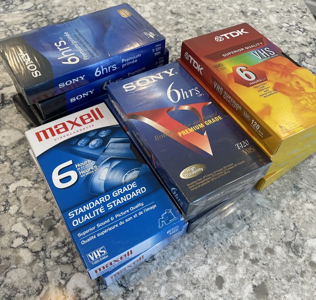 LOT OF 60 New Sealed Blank VHS Video Cassette Tapes 120 Maxell BASF JVC