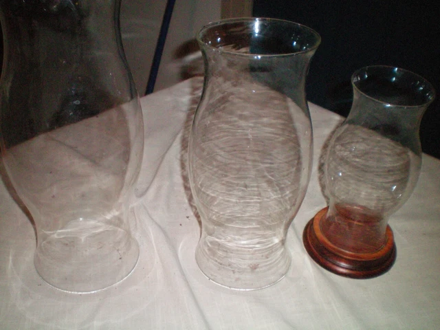 3 Different Size Large Open End Chimney Thin Glass Pillar Candle Covers