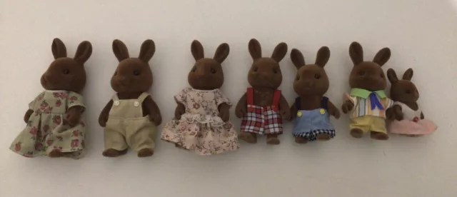 Sylvanian Families Wildwood Brown Rabbit Family 7 Rabbits Vintage Rare