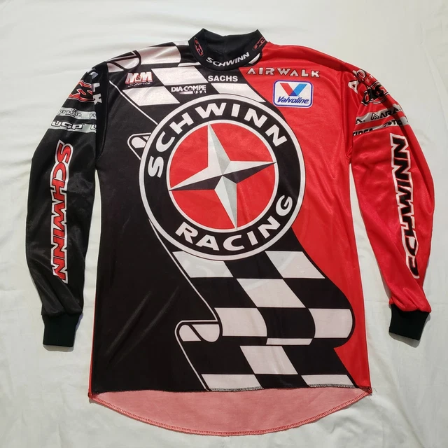 Vintage 1990's M&M Sports Schwinn Racing BMX Jersey Large Black Red HTF Vintage 1990's M&M Sports Schwinn Racing BMX Jersey Large Black Red HTF
