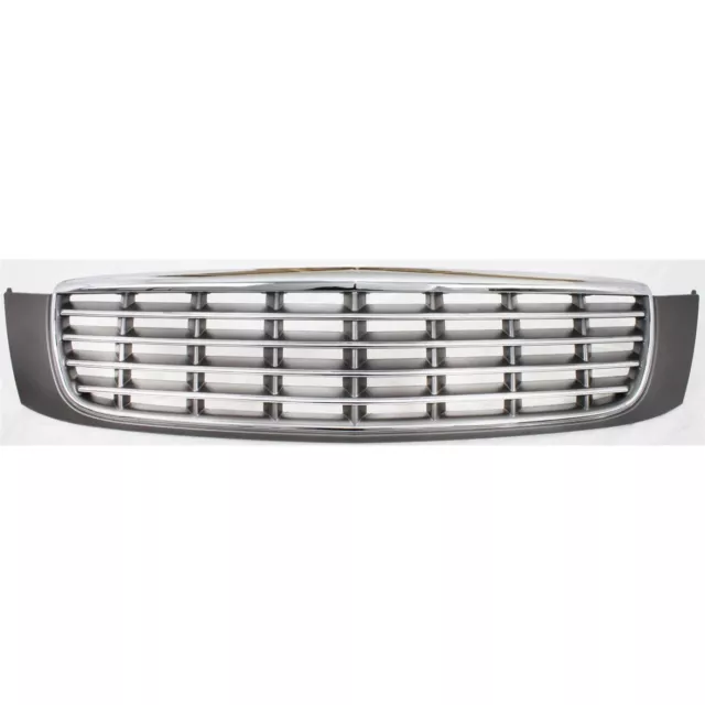 Grille For 2000-2005 Cadillac DeVille Chrome Shell w/ Gray Insert Plastic