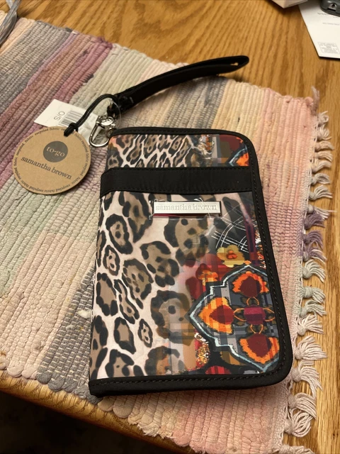 Samantha Brown To-Go Wristlet  ZIP AROUND Travel Wallet  tribal lepoard NWT