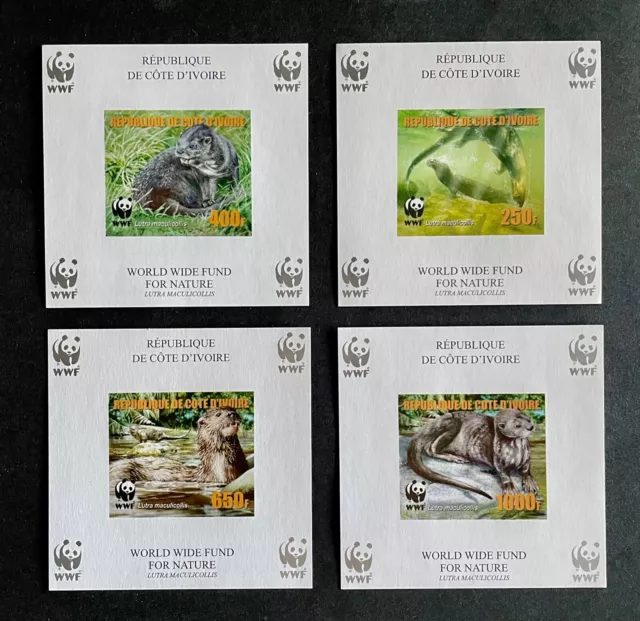 Stamps WWF Otters Ivory Coast 2005 Block Deluxe Imperf.